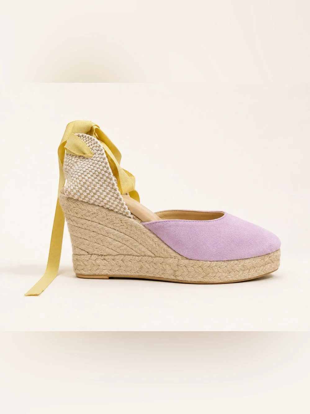 Manebí Wisteria Lilac Suede Lace-Up Espadrille Wedge Platform Sandals Size 40